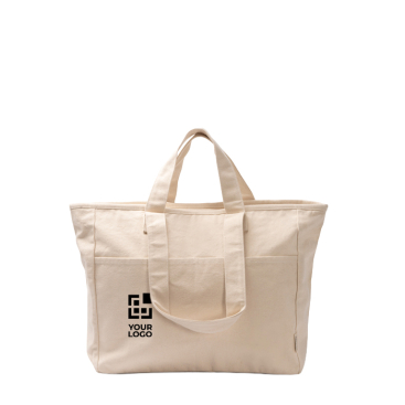Saco de algodão reciclado com fecho de correr e bolsos 420 g/m2