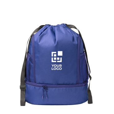 Mochila de cordões ajustável em poliéster 600D com bolso para calçado