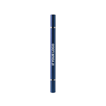 Esferográfica 2 em 1 com acabamento metalizado, lápis infinito e tinta azul