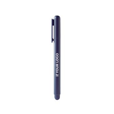 Caneta roller em plástico com tampa e clip a condizer, tinta azul
