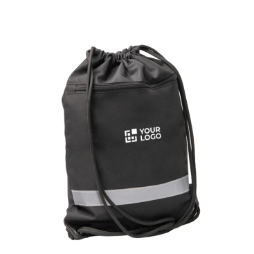 Mochila ecológica com cordões ajustáveis e bolso com fecho de correr