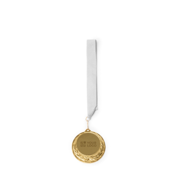 Medalha metálica com fita de poliéster e mosquetão de fixação Ø7 cm