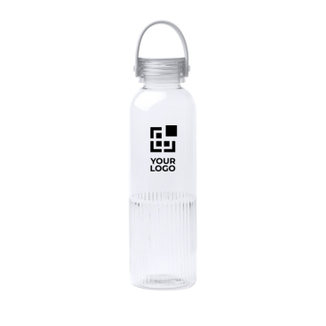 Garrafa de plástico reciclado antigotas com design biselado 550ml