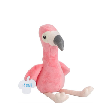 Peluche em forma de flamingo possível de personalizar na etiqueta