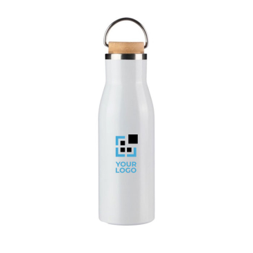 Garrafa de aço inoxidável reciclado com tampa de bambu e alça 500ml