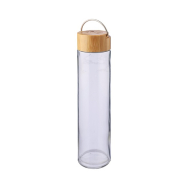 Garrafa de vidro e tampa de bambu com pega de metal 500 ml