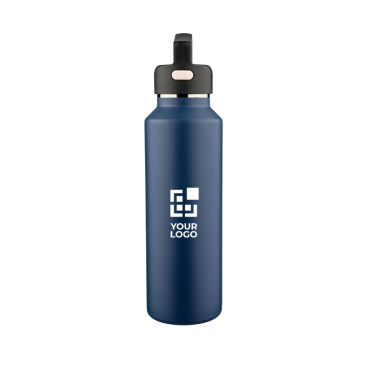 Garrafa de aço inoxidável de parede dupla, tampa de transporte 600 ml
