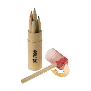 Conjunto de lápis de madeira FSC em tubo de cartão com afia-lápis