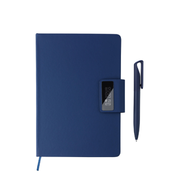Conjunto A5 de caderno em pele sintética com caneta e folhas pautadas