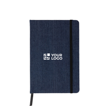 Caderno A5 em tecido de ganga com acabamento casual e folhas pautadas