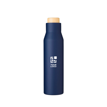 Garrafa térmica antiderrame em aço inoxidável com tampa de bambu 500ml