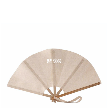Leque dobrável de bambu e poliéster para eventos 23 cm