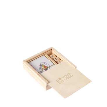 Set de baralho e dados em caixa deslizante de madeira personalizável