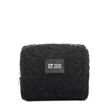 Nécessaire em poliéster com acabamento sherpa e fecho 360 g/m²