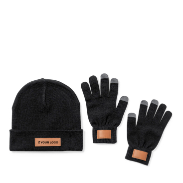 Set de gorro e luvas com dedos tactéis vista principal