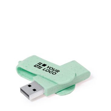 Pen USB de cana de trigo em várias cores, clipe giratório a condizer