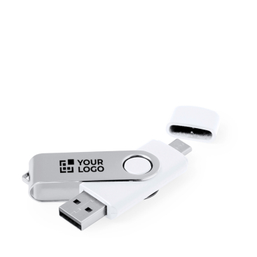 Pen USB com clipe metálico e ligação dupla Tipo-C e USB