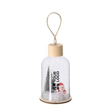 Enfeite de Natal para pendurar feito de vidro com base de madeira