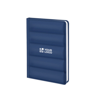 Caderno com capa de couro sintético acolchoado, folhas pautadas A5
