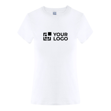 T-shirt de algodão, manga curta com gola redonda para mulher 150 g/m²