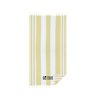 Toalha-páreo bicolor de algodão reciclado com franja 180 g/m²