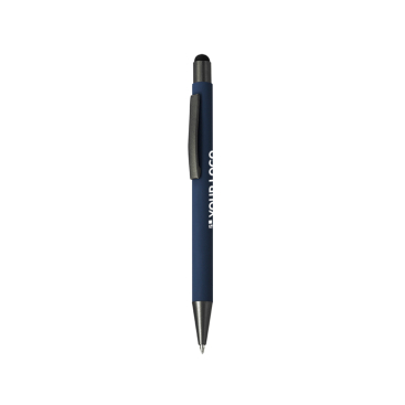 Caneta de ponteira de botão de alumínio reciclado, tinta azul
