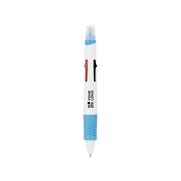 Caneta de 4 cores com marca-texto incluído com tampa