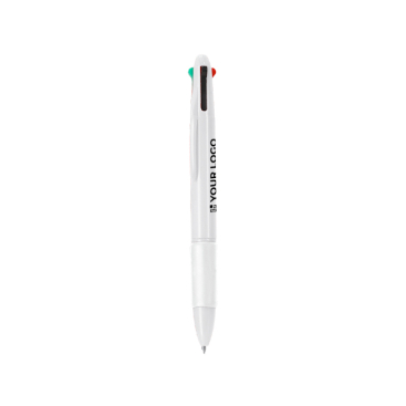 Caneta multicolorida 4 em 1 com pega de borracha e 4 tintas