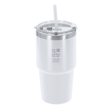 Copo térmico de aço inoxidável e parede dupla com palhinha 650 ml