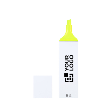 Marca-texto fluorescente com estojo branco e tinta em várias cores