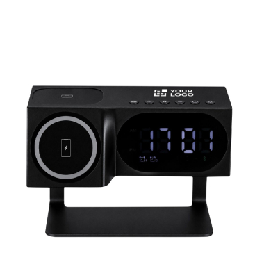 Estação carregamento sem fios com altifalante e relógio digital 1200mAh