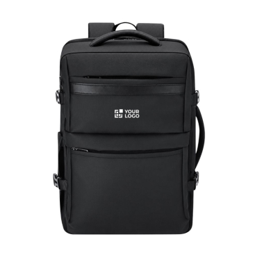 Mochila de viagem em PU com abertura de 180° e vários bolsos 18L