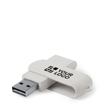 Pen USB de cana de trigo com estrutura giratória protetora