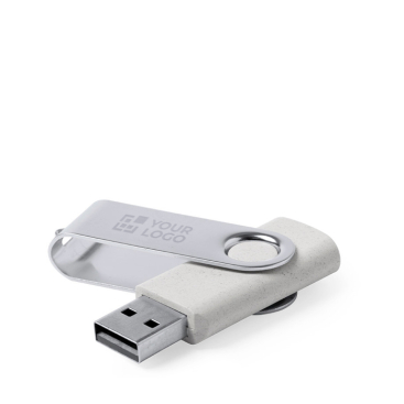 Pen USB de cana de trigo com clipe de metal giratório