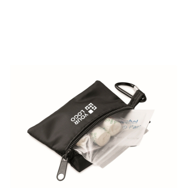 Kit de primeiros socorros compacto, saco de rPET e mosquetão alumínio