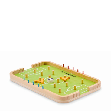 Jogo de futebol de madeira com jogadores e acessórios