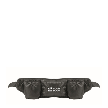 Bolsa de cintura desportiva de poliéster rPET com bolsos e malha