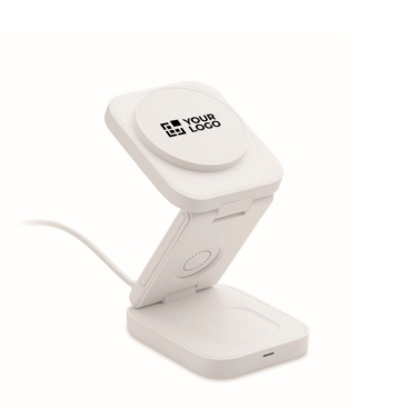 Estação de carregamento sem fios dobrável 3 em 1 com entrada USB-C 15W