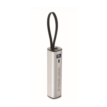 Powerbank alumínio reciclado com indicador de bateria e cabo 5.000mAh