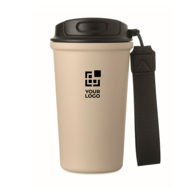Copo térmico em aço inox reciclado com asa e sistema anti-fugas 400 ml