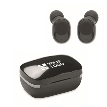 Auriculares intra-auriculares promocionais sem fio com estojo