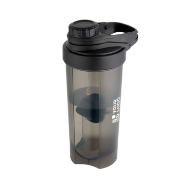 Garrafa em plástico PP com bola misturadora e marcações 700 ml