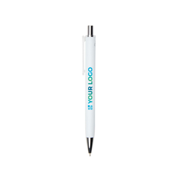 Caneta de plástico reciclado com tinta semigel preta 0,7 mm