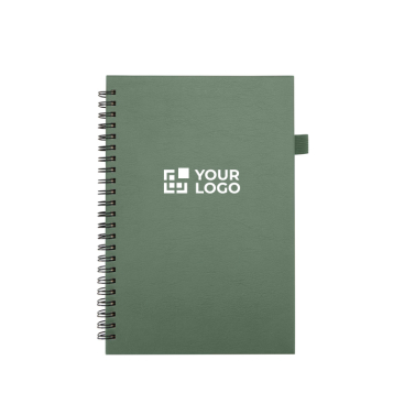 Caderno A5 de capa dura em pele sintética, espiral pautado JournalBooks