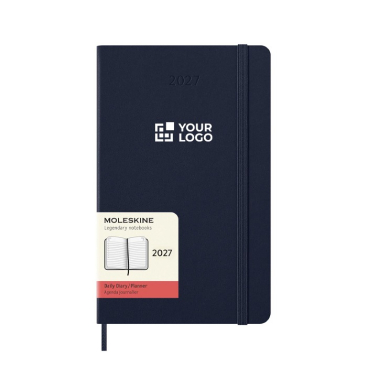Agenda de papel com aspeto de pele, vista diária e capa dura Moleskine