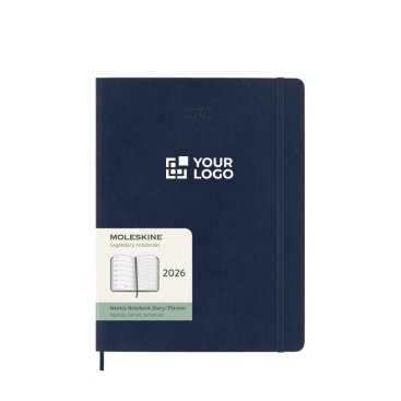 Agenda semanal grande em papel cor de couro com capa mole Moleskine