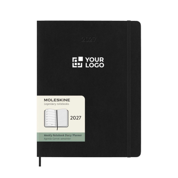 Agenda semanal grande em papel cor de couro com capa mole Moleskine