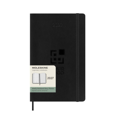Agenda semanal em couro plástico com marcador de páginas Moleskine