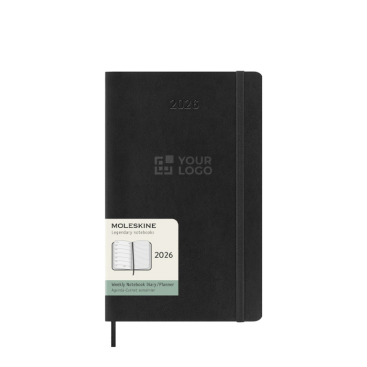 Agenda semanal em couro plástico com marcador de páginas Moleskine