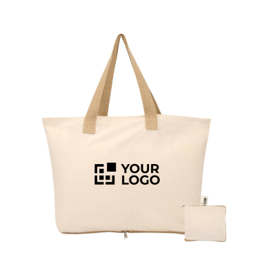 Saco tote algodão reciclado dobrável, certificação GRS 7 L 140 g/m2